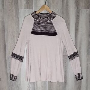 🛍Free People Womens Medium Snow‎ Day Top Knit Crochet Slouchy Tunic Oversized
